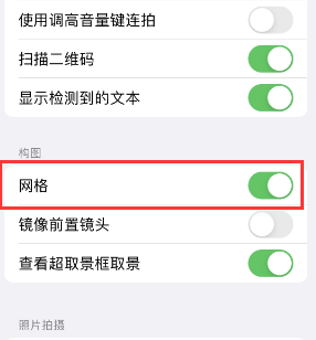 九真镇苹果手机维修网点分享iPhone如何开启九宫格构图功能 