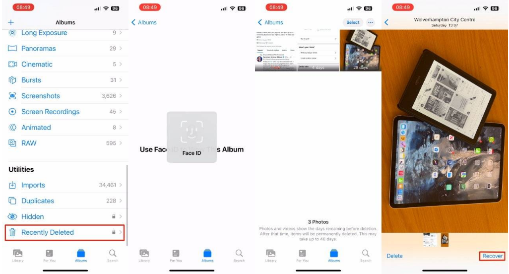 九真镇苹果14维修分享 iPhone14 上恢复已删除的照片 