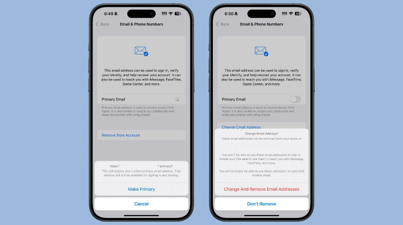 九真镇苹果手机维修分享苹果 iOS 18.1 支持设置“主要”邮箱地址并更改 iCloud 邮箱 
