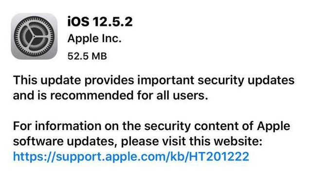 九真镇苹果手机维修分享iOS12.5.2发布，建议所有老苹果用户安装 